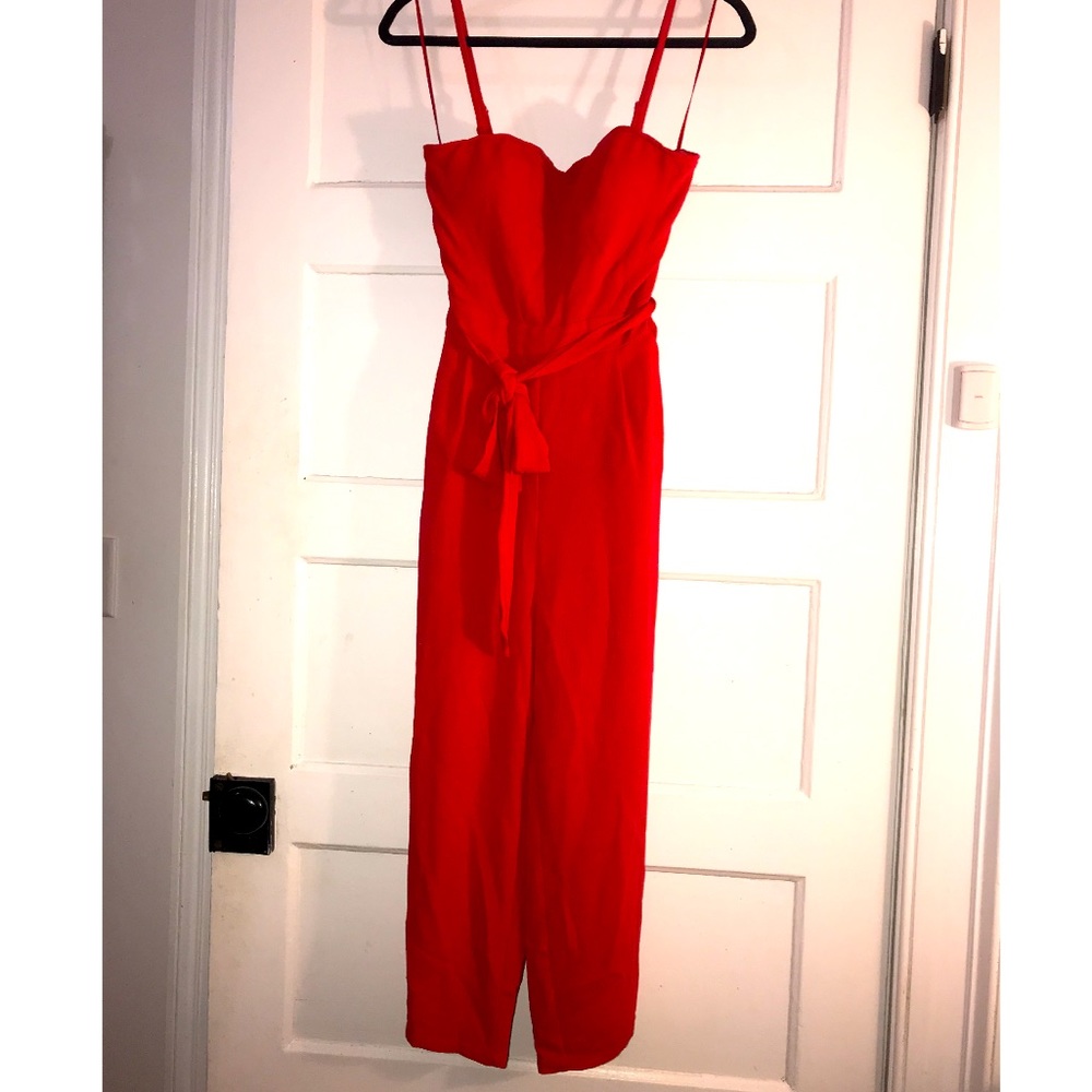 Tomato Red Cropped Jumpsuit NWT